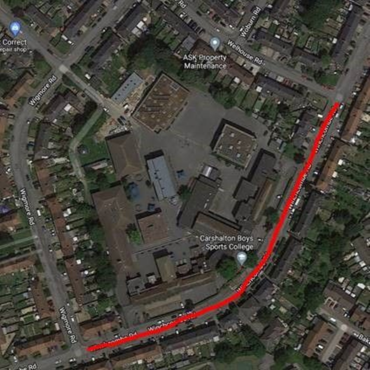 Carshalton Boys Sports College Restricted entry to Road